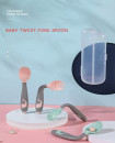 Baby Twist Spoon Fork Set with Travel Case Easy Grip Bendable Toddler Training Set Mint Green